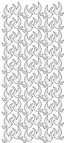 Konturensticker Tauben silber, für Karten zum Selberbasteln, selbstklebede Aufkleber, bogen 10 x 23 cm