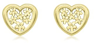 CARISSIMA Women's 9 ct Yellow Gold 8 x 7 mm Flower Heart Stud Earrings