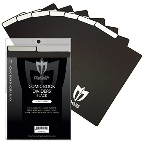 25ct Max Protection Comic Book Dividers with Innovative Flex Fold Tabs, Black