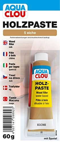 Clou Holzpaste Holzspachtel: innen Holz Spachtelmasse zum Ausbessern von Löchern, Dellen, Rissen in Möbeln, Türen, Parkett und Laminat - eiche, 60 g