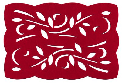 Premier Housewares Placemats for Dining Table, Felt Leaf Design, Red - Set of 2