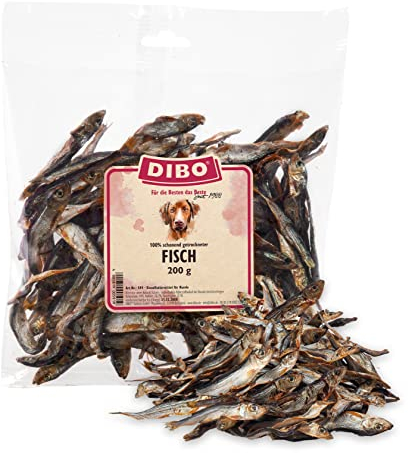 DIBO Fisch 200g-Beutel | Sprotte | Baltic Hering, getrocknet, Snack oder Leckerli für Hunde, Barf Topping, Hundefutter | wertvolle Omega-3- und Omega-6-Fettsäuren | als Snack für Katzen geeignet