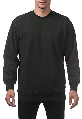 Pro Club Men's Heavyweight 13oz Crew Neck Fleece Pullover Sweatshirt, Black, XL