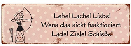Interluxe METALLSCHILD Shabby Vintage Blechschild LEBE,Lache,Liebe! WENN DAS Nicht...
