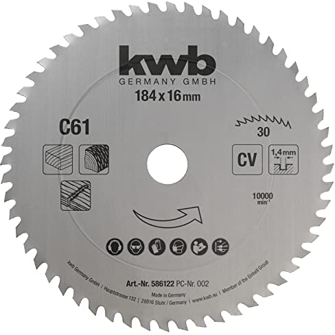 kwb Kreissägeblatt 184 x 16 mm, Made in Germany, grobe schnelle Schnitte, Sägeblatt geeignet für Brennholz und Schalungen