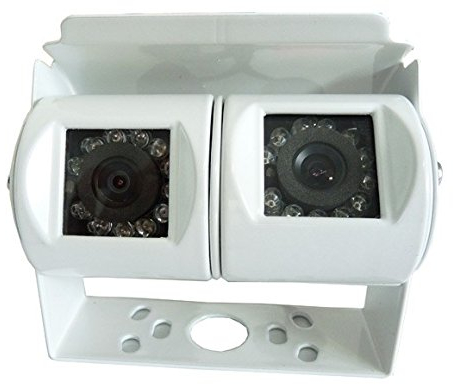 Rückfahrkamera CCD Doppel Dual Doppelkamera Twin Kamera Dualcamera für Weit und Nahsicht Weitwinkel mit 10 Meter Video Kabel für Auto KFZ Transporter Wohnmobil weiß PKW YMPA RFK-DO