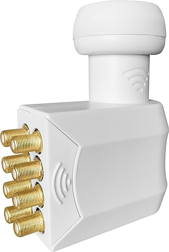 Megasat 0401088 9120626 HD-Profi Octo-LNB Teilnehmer-Anzahl: 8 Feedaufnahme: 40mm vergoldete Anschluesse, Wetterschu, Weiß