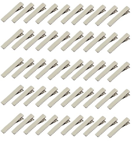 50Pcs Mini Pinces Crocodile Epingles pour Cheveux DIY - d'Argent