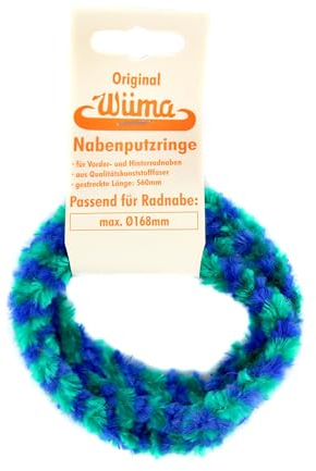 Nabenputzringe WÜMA grün/blau SET (vorne & hinten) für SIMSON-Nabe 168mm, 560mm lang