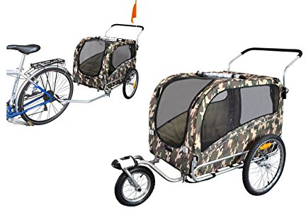 PAPILIOSHOP Argo – Klappbarer Hundeanhänger, Hundewagen und Fahrradanhänger für Hunde in S, M, L, Stabil und Belüftet, Ideal für Tiertransport und Outdoor-Aktivitäten (Tarnung medium)