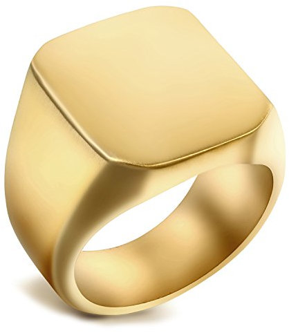 Flongo Herren Ring Männer Siegelring Bandring Daumenring Edelstahlring Gold Ton Hochzeit Verlobung Engagement Herren-Accessoires Größe 73