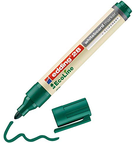 edding 28 Ecoline Whiteboardmarker - grün - 1 Whiteboard Stift - Rundspitze 1,5-3 mm - Boardmarker abwischbar - Whiteboard, Flipchart, Magnettafel, Pinnwand, Memoboard - Sketchnotes - nachfüllbar