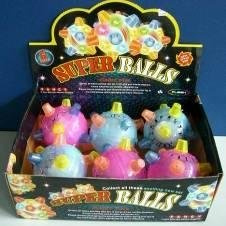 1 x Superball Super Ball, mit Sound, Licht und Bewegung, Durchmesser : ca. 9 cm, blau oder pink