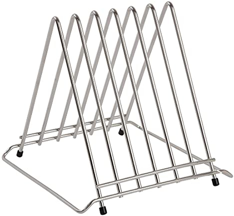 Hygiplas Triangle Schneidebrettständer, Edelstahl. 6 Einschübe, passend für Schneidebretter bis zu 30 mm Dicke, Stopper an den Füßen schützen die Arbeitsfläche, 280(H) x 300(B) x 395(T)mm, J027