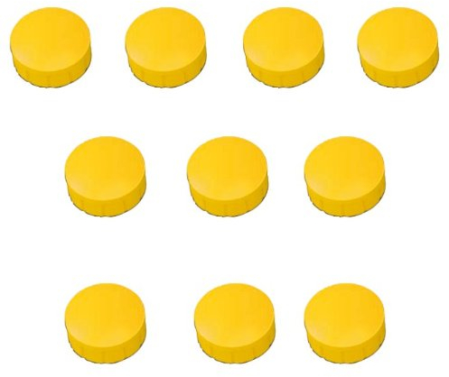 10x Magnete, Gelb Ø 24mm, Haftmagnete für Whiteboard, Kühlschrankmagnet, Magnettafel, Magnetwand, Magnet Rund