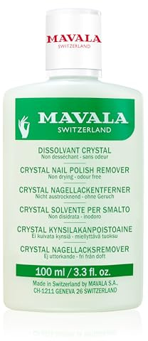 Mavala - Dissolvant Crystal Transparent - Sans Acétone, Sans Odeur, Sans Colorant - Enlève Rapidement le Vernis à Ongles - Tout Type d'Ongle Même Fragile - 100ml