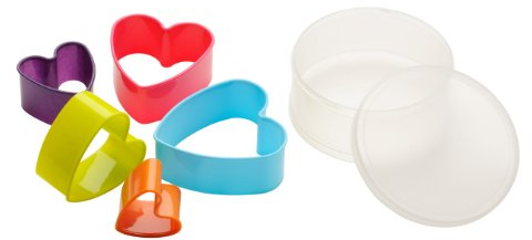 Premier Housewares Heart Shaped Cutters - Set of 5, Multi-Coloured