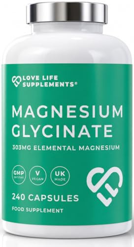 Magnesium Glycinate (Bisglycinate) 300mg Elemental, 240 Vegan Capsules