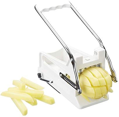 KitchenCraft Astillador de patatas, Cortador profesional de patatas fritas, Plástico y acero inoxidable, 23,5 x 10,5 x 12 cm, Blanco