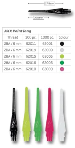 Bull´s AXX Point Soft Tips, Typ Lang, Dart Spitzen 2BA, 100 Stück