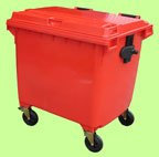 BritishBins RED 1100 ltr FLAT LID Wheelie Bin