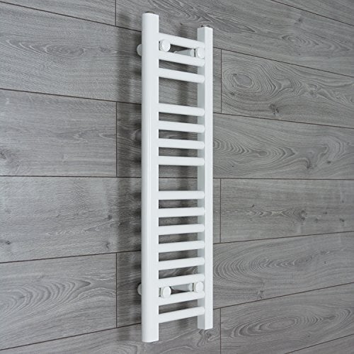 companyblue 200mm wide x 800mm high Heated Towel Rail Straight Flat White Bathroom Warmer Radiator Rack Central Heating