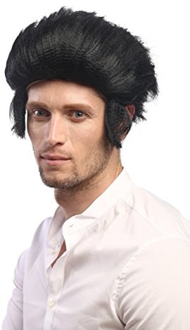 WIG ME UP - 90640-P103 Perücke Herren Karneval Halloween Rockabilly Mod Werwolf Wolf Wolfman Schwarz Tolle Toupiert Koteletten