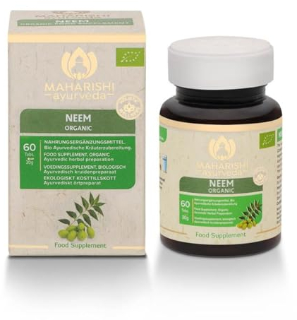 Maharishi Ayurveda Neem 475 mg, Neempulver aus dem Neema-Baum, hochdosis, vegetarisch, vegan, kontrolliert, ohne Gentechnik 60 Tabletten Pack von 1 (60 Tabletten Pack von 1, Bio)