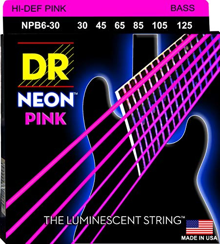 Dr Cordes Npb630 30–125 Medium Lot fabriqué à la main Fluo Rose haute définition avec revêtement à 6 cordes Cordes de contrebasse
