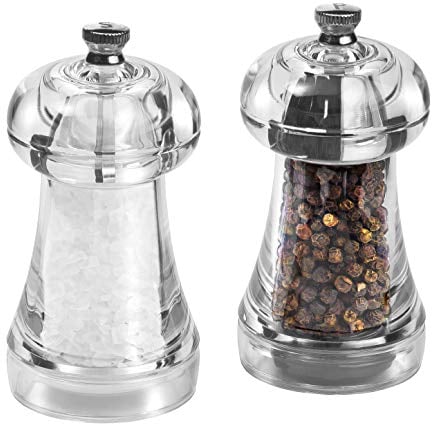 Cole & Mason Everyday Gift Set Salt and Pepper Grinders, 110mm Acrylic Salt and Pepper Mill Set with Adjustable Grind Settings, Ceramic Mechanism, Compact Mills Ideal for Picnics and Camping