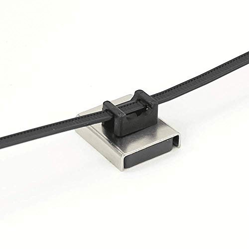 Stainless Steel Magnetic Cable Tie Mount for Cable Management at Home, Office, or Classroom - 26 x 23 x 6.3mm thick - 6.1kg Pull - Pack of 10
