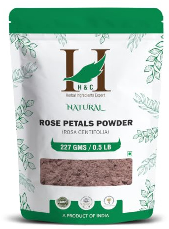H&C Poudre de Pétales de Rose Pure (Rosa Centifolia) - 227 Grammes | Pour la Formulation de Masque Facial