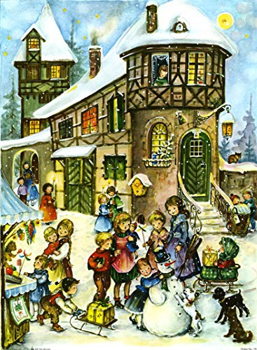 Richard Sellmer Verlag Großer Adventskalender mit Dorf- und Kindermotiv