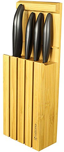 Kyocera 4WHBK Bloc de 4 Couteaux d'Office/universel/Santoku Céramique Blanc/Noir