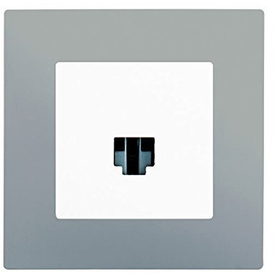 Prise RJ45 Blanc Delta Viva + Plaque Silver