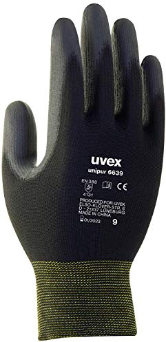 10 Paar uvex unipur 6639 Schutzhandschuhe - EN 388 - Schwarz/Grau - 10/XL