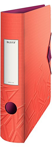 Leitz Qualitäts-Ordner 180° Active Urban Chic, A4, Schmal, Rot, Abgerundeter Rücken mit 6,5 cm Rückenbreite, Gummibandverschluss, Leichtes Polyfoam, 11170024