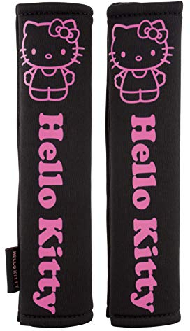 Hello Kitty Juego de 2 Almohadillas de Cinturón de Hello Kitty Negras. Súper Cómodas y Funcionales. Universales y 100% lavables.