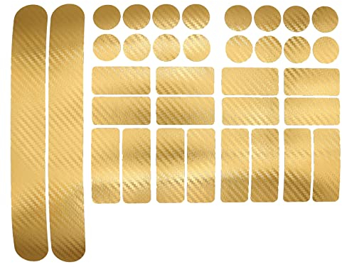 34 Teiliges Fahrrad Rahmen Schutzfolie Folie Aufkleber Schutz MTB BMX Kette Lackschutzfolie - Finest Folia K098 K100 (Carbon Gold)