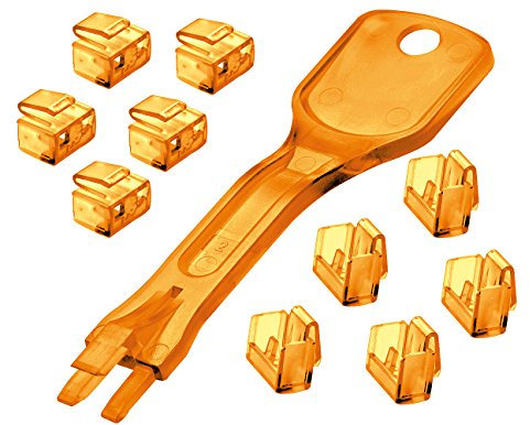 Lindy 10 Port Locks Secure RJ45 Sockets Orange