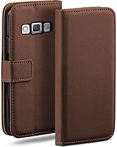 moex Book Case für Samsung Galaxy A5 (2015) Handyhülle mit Kartenfach, Hülle klappbar 360 Grad Schutzhülle, Klapphülle Flip Case Cover, PU Leder Handytasche Lederhülle, Dunkelbraun