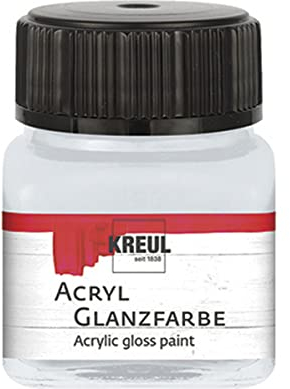 Kreul 79223 - Acryl Glanzfarbe, 20 ml Glas in hellgrau, glänzend-glatte Acrylfarbe zum Anmalen und Basteln, auf Wasserbasis, speichelecht, schnelltrocknend und deckend