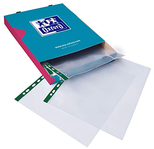 Elba Hamelin A4 Glass Clear Standard Punched Pockets, Multipunched Green Strip, 55 Microns, Box of 100, 400002137