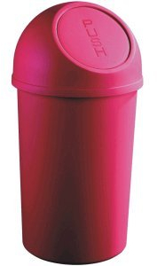 Helit Abfallbehälter 45l Kunststoff mit Push-Deckel rot