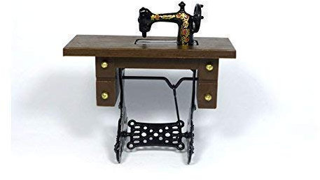 Dolls House alte Tret-Nähmaschine Holz/Metall 1:12 für Puppenhaus