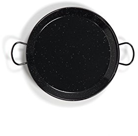 La Valenciana Vaello Paellera de Acero esmaltado, 24 cm, Negro, 24 Centimeters cm