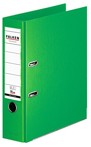 Original Falken Chromocolor Premium-Ordner. Made in Germany. Kunststoffbezug außen und innen 8 cm breit DIN A4 Pastell-Farbe hellgrün Ringordner Aktenordner Briefordner Büroordner Plastikordner