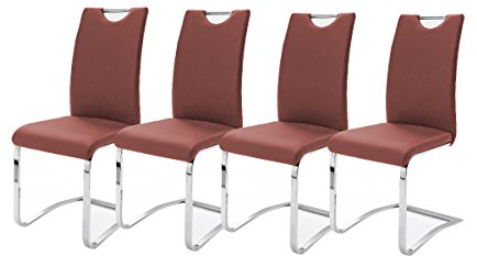 Robas Lund, Stuhl, Esszimmerstuhl, Schwingstuhl Köln, 4er Set, Rot, 57 x 43 x 100 cm