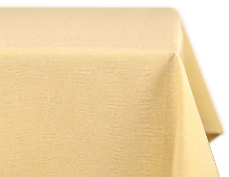 BEAUTEX fleckenabweisende und bügelfreie Tischdecke - Tischtuch mit Lotuseffekt - Tischwäsche in Leinenoptik, Rund 160 cm, Hellgelb