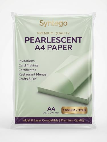Syntego Peregrina-Perlglanz-Papier, A4, mintgrün, doppelseitig, 120 g/m², geeignet für Inkjet- und Laser-Drucker, 10 Stück